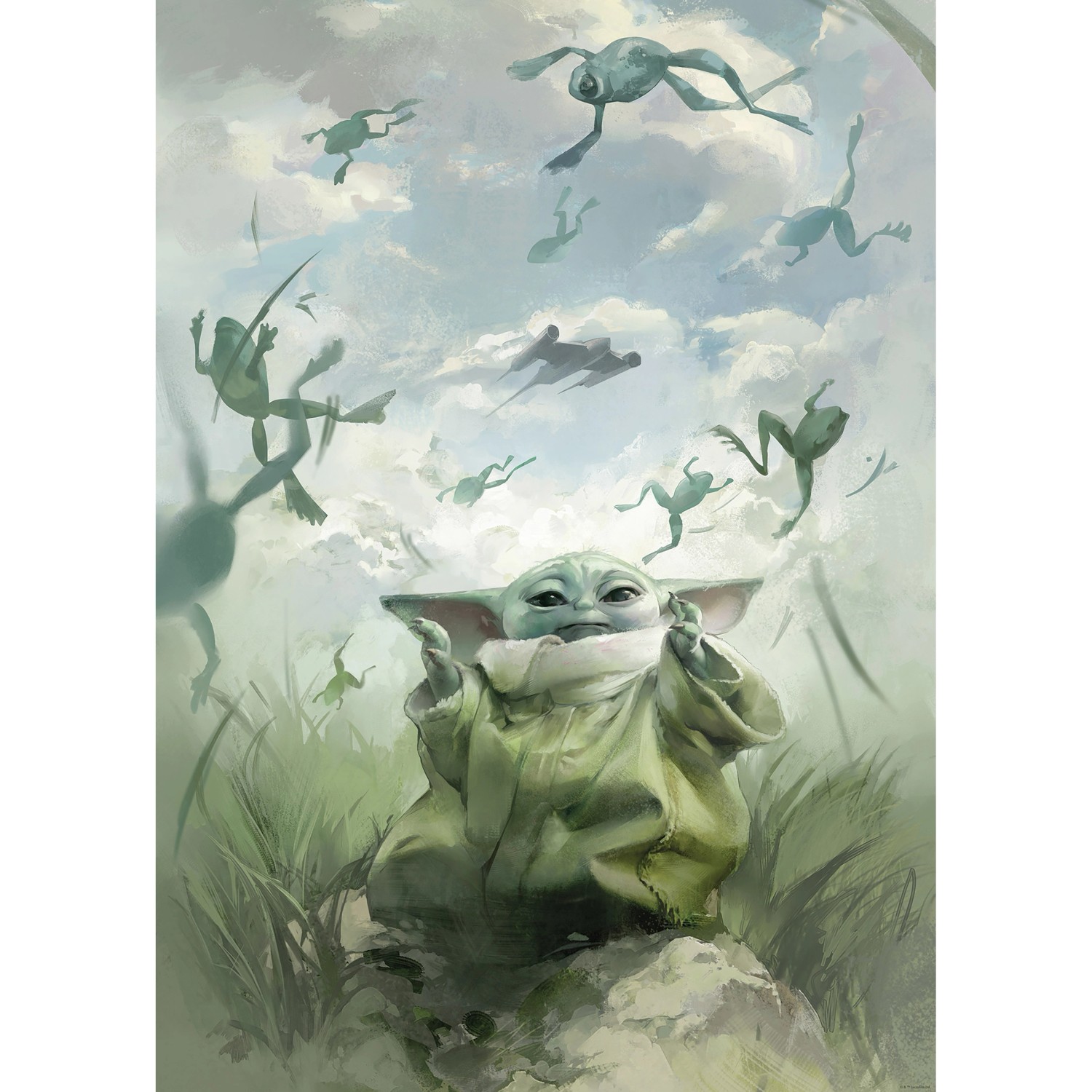 Komar Wandbild Star Wars The Mandalorian Grogu Frogs 50 cm x 70 cm Blau günstig online kaufen