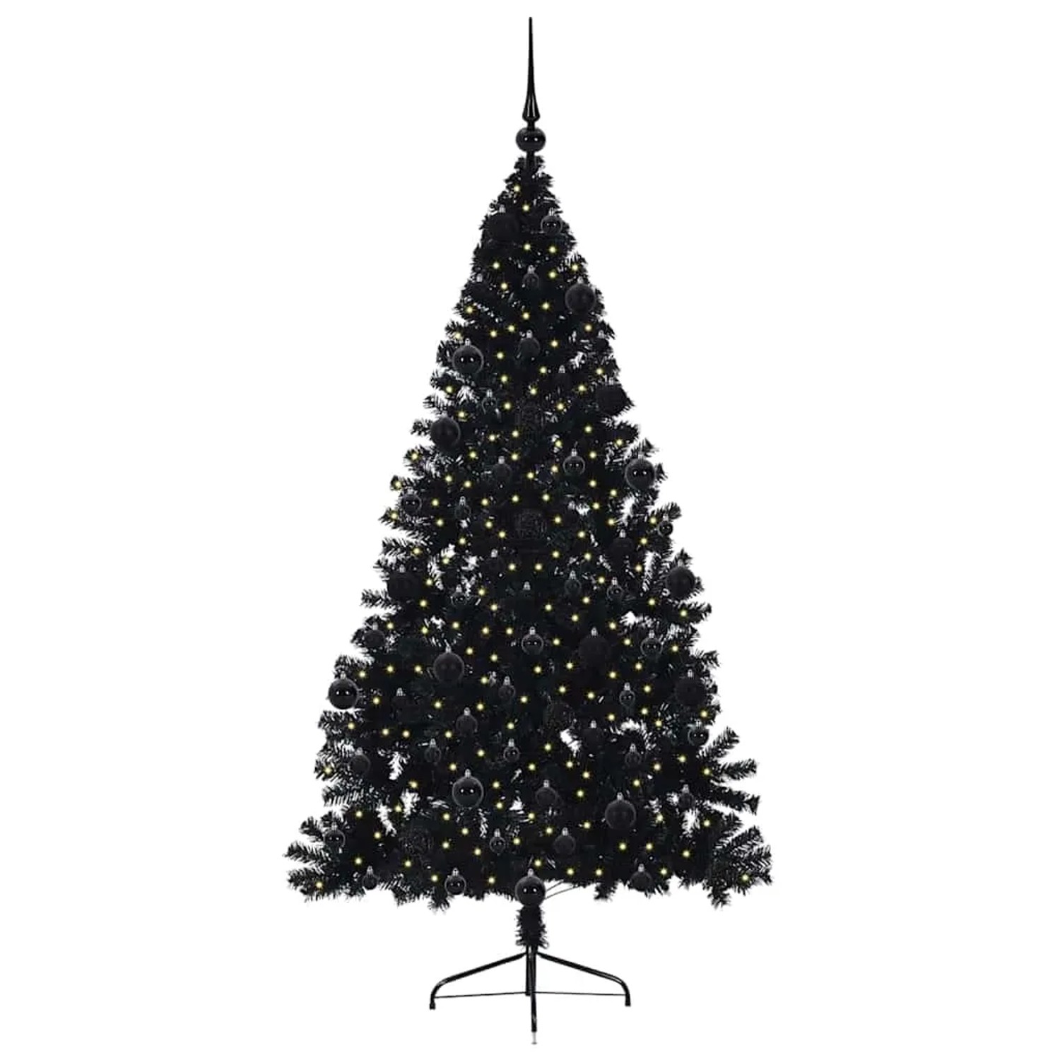 vidaXL Künstlicher Vorbeleuchteter Weihnachtsbaum Schwarz 210 cm PVC 3397155