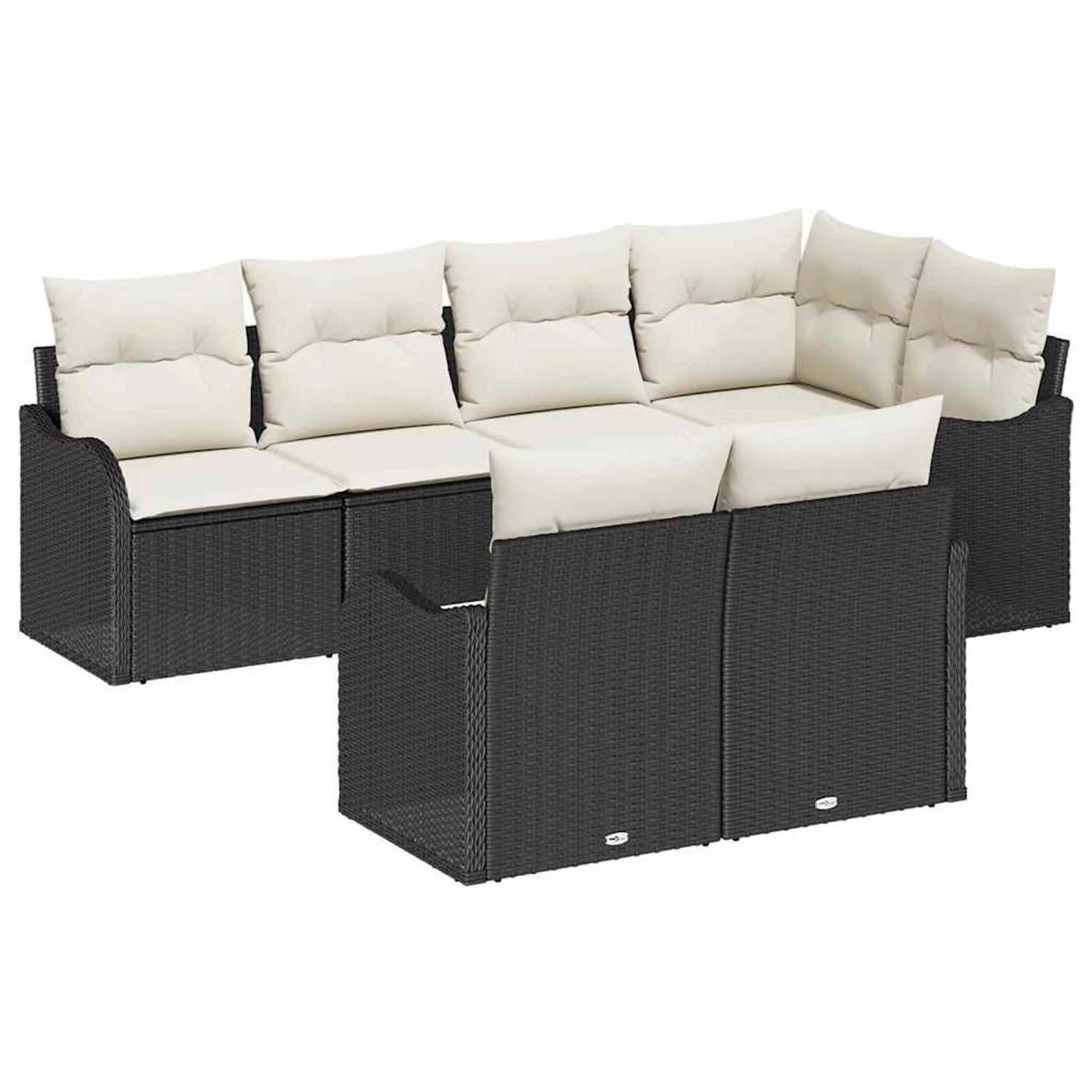 vidaXL Garten-Sofa-Set mit Kissen 7-Tlg Schwarz Poly Rattan 3354406 günstig online kaufen