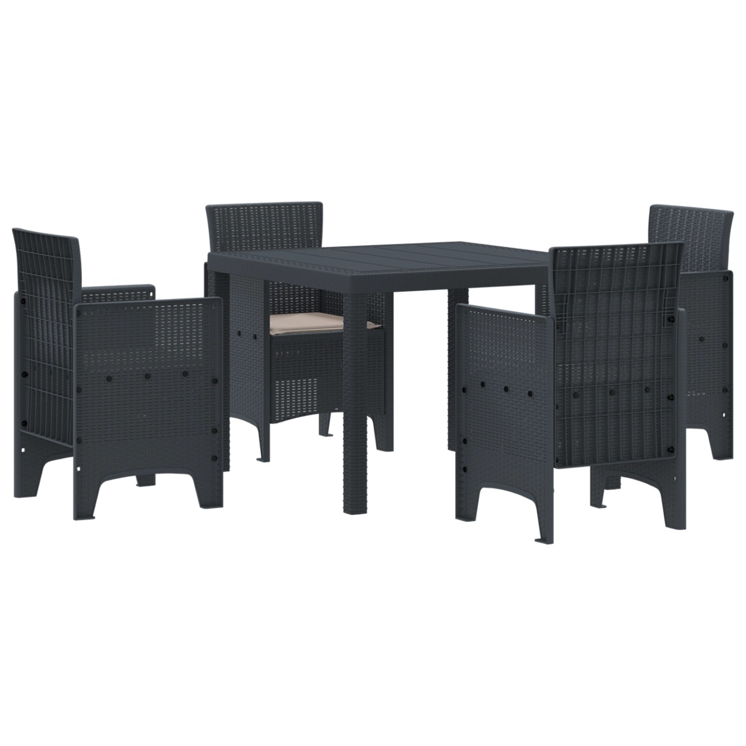vidaXL 5-tlg Garten-Essgruppe mit Kissen Anthrazit Poly Rattan 3378533 günstig online kaufen