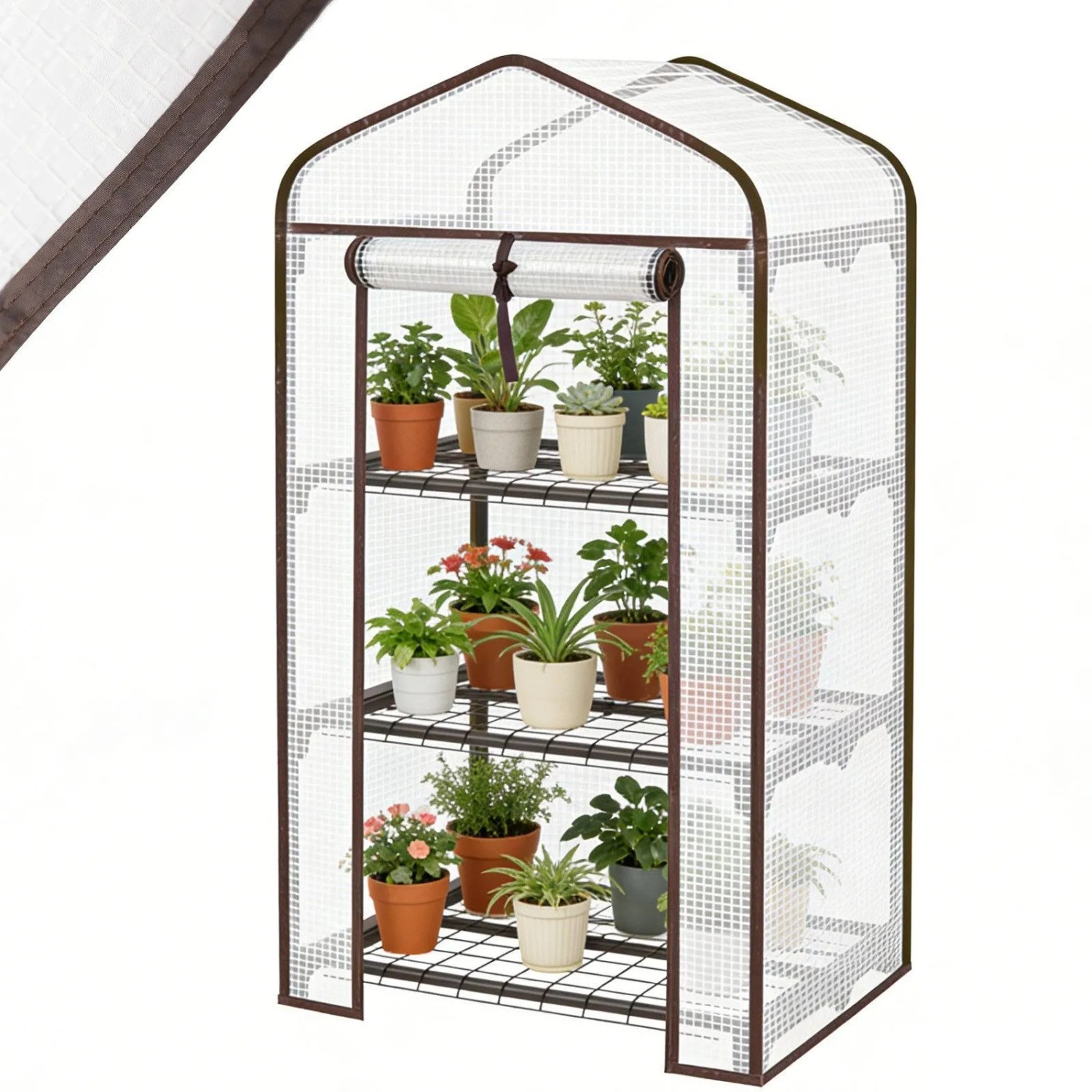 Sekey Tomatengewächshaus Foliengewächshaus Gewächshaus Balkon Garten Winterfest 50x45x105cm 3 Etagen Flexible Pflanzhöhe UV-Schutz Tomatenhaus