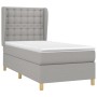 Hellgraues vidaXL Boxspringbett 90x190 cm mit Matratze und Stoffbezug.