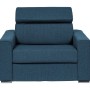 Blauer Vente-unique Vizir Schlafsessel aus Stoff mit gepolsterter Rückenlehne und Metallfüßen.