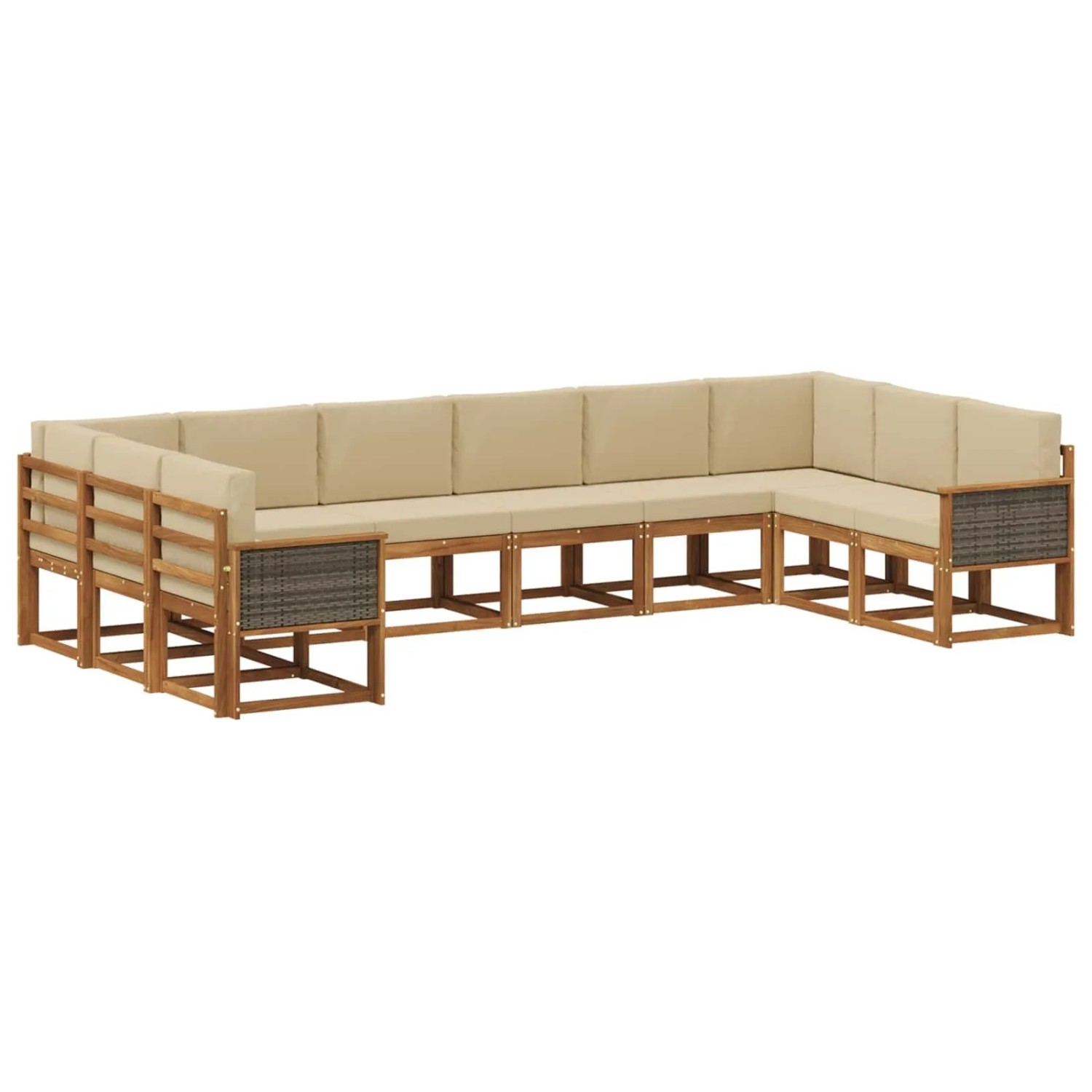 vidaXL Outdoor-Sofagarnitur 10 Stk Natur und Beige Massivholz Akazie 3385569