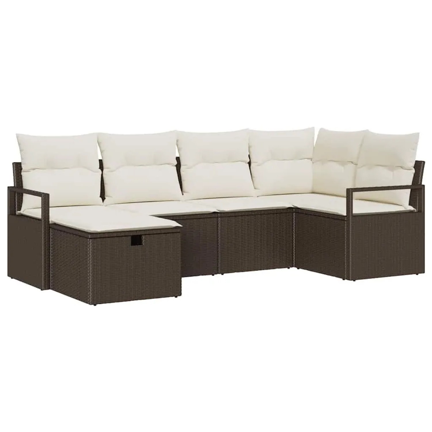 vidaXL Sofa Set mit Kissen mit Speicher Braun und Creme Poly-Rattan 3359177 günstig online kaufen