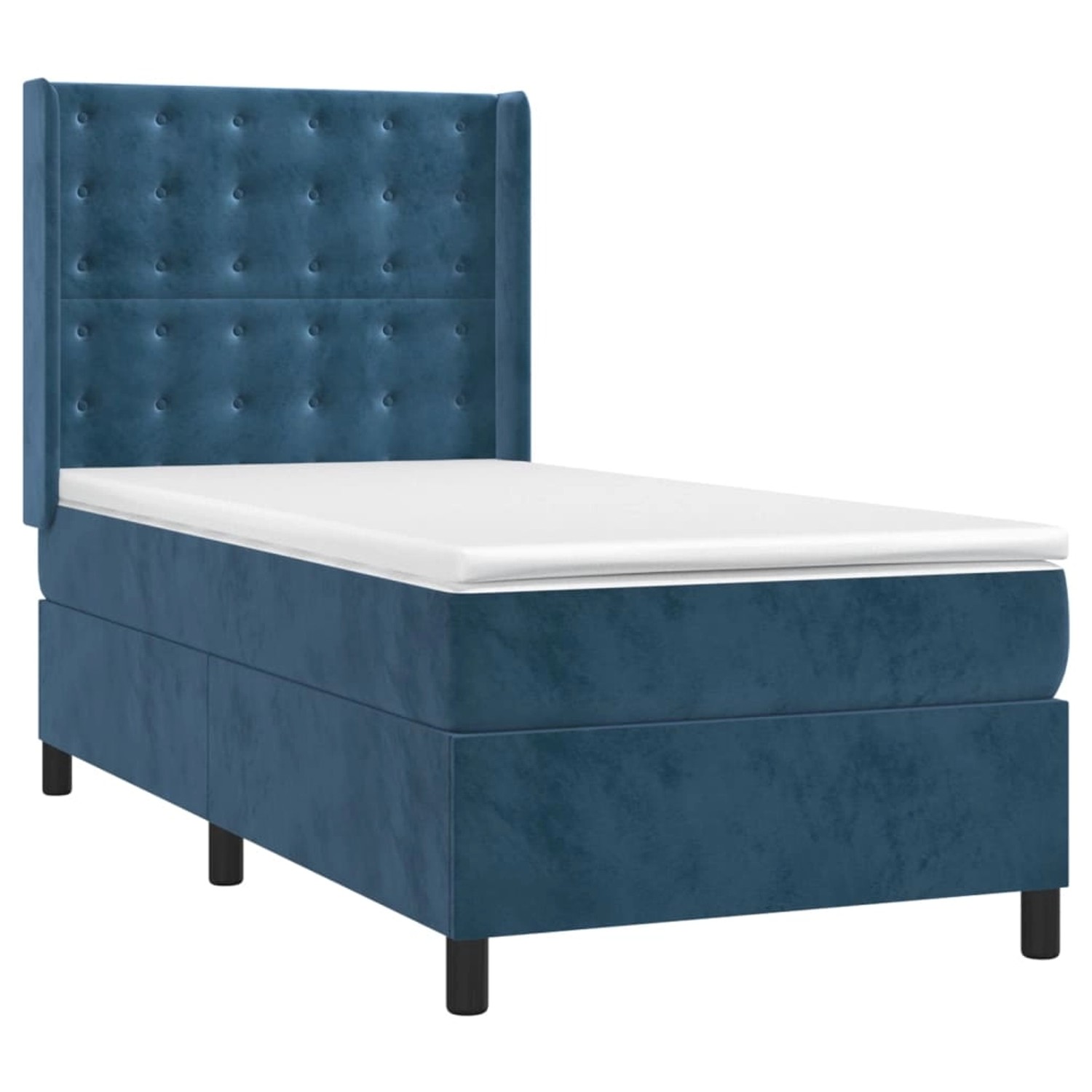 vidaXL Boxspringbett mit Matratze & LED Dunkelblau 100x200 cm Samt 3139791 günstig online kaufen