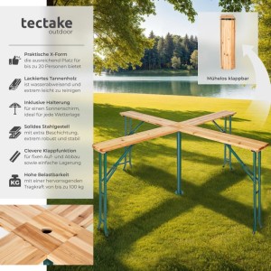 Tectake Stehtisch Quattro Klappbar und Standfest Holzlackierung Mit Klarlack  241 x 241 x 103 cm Braun