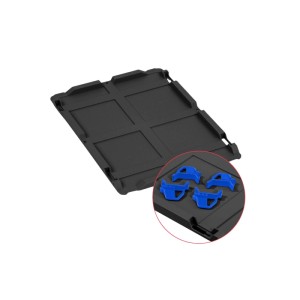 PROREGAL SuperSparSet 4x Eurobox Nextgen Color Mit Auflagedeckel HxBxT 32x30x40cm 30 Liter Schwarz Griffe Blau Offen Eurobehälter Transportbox