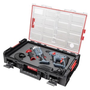 Schwarzer PROREGAL QBRICK Werkzeugkoffer One XL mit Werkzeugen und Schaumstoffeinlage.