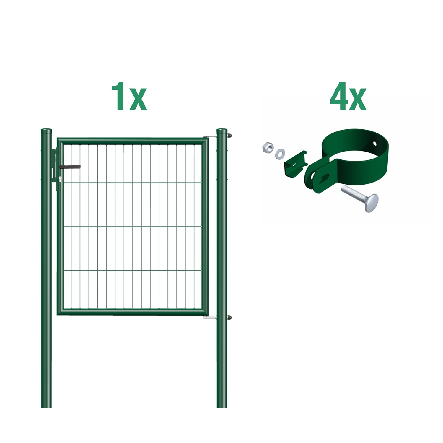 Metallzaun Einzeltor für Einstabmatte Grün z. Einbetonieren 100 cm x 100 cm