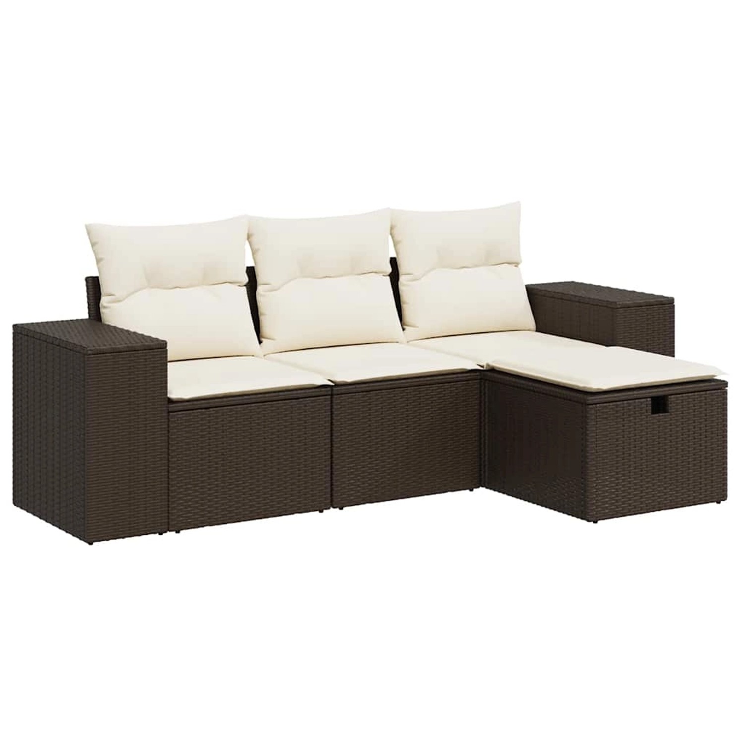 vidaXL 4-Tlg Garten-Sofagarnitur mit Kissen Braun Poly Rattan 3325659 günstig online kaufen