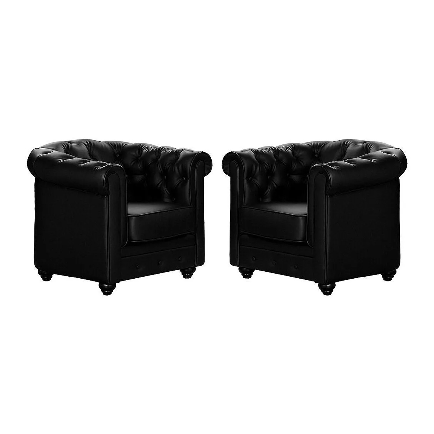 Vente-unique Sessel Mit Gerader Rückenlehne Chesterfield Schwarz 82 cm