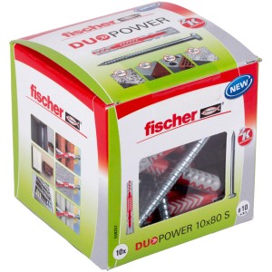 Fischer Dübel DuoPower 10x80 mm mit Schrauben, im Karton. Universaldübel für sicheren Halt in vielen Baustoffen.