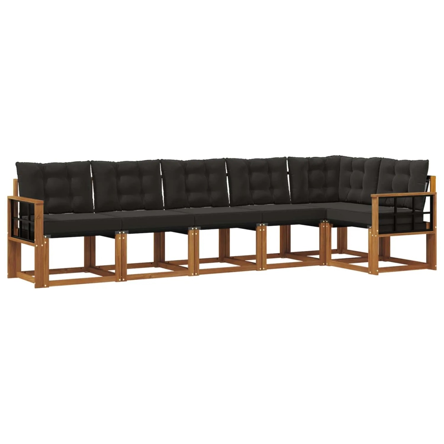vidaXL Outdoor-Sofagarnitur mit Kissen 6-Tlg Natur und Schwarz 3368719