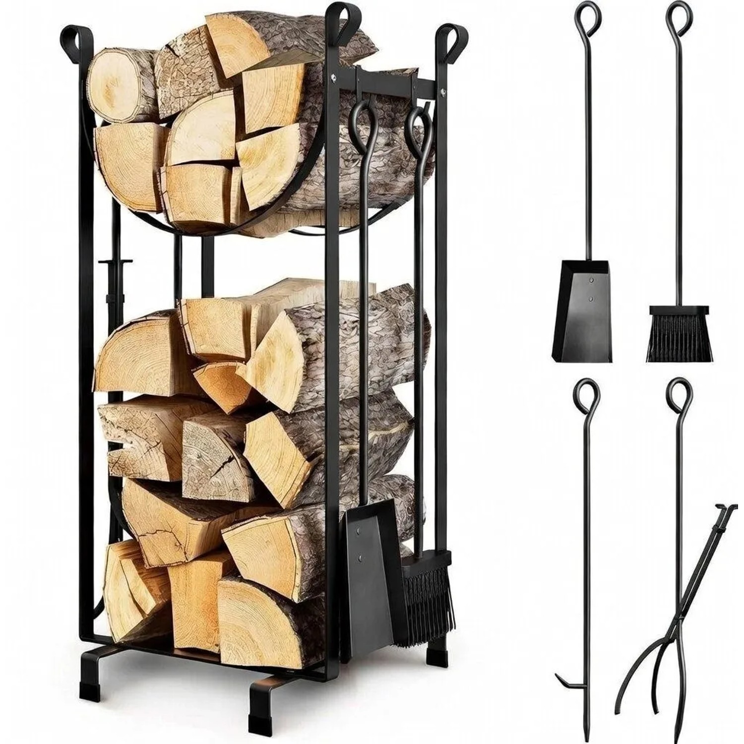 BLACK OAK Kaminholzständer JACINTO – Modernes Kaminholzregal aus Stahl Pulv günstig online kaufen