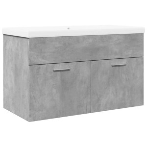vidaXL Waschbeckenunterschrank mit Einbaubecken Betongrau 3324859