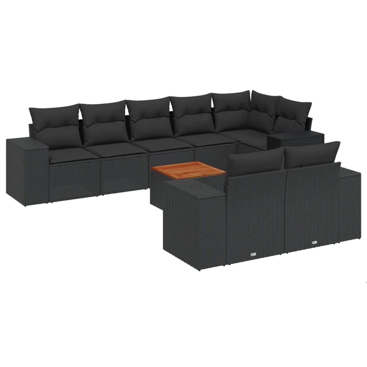 vidaXL 9-tlg Garten-Sofagarnitur mit Kissen Schwarz Poly Rattan Modell 125