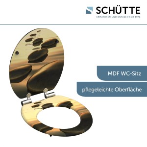 Schütte WC-Sitz Sea Stone mit Absenkautomatik, Holzkern, Stein-Motiv.