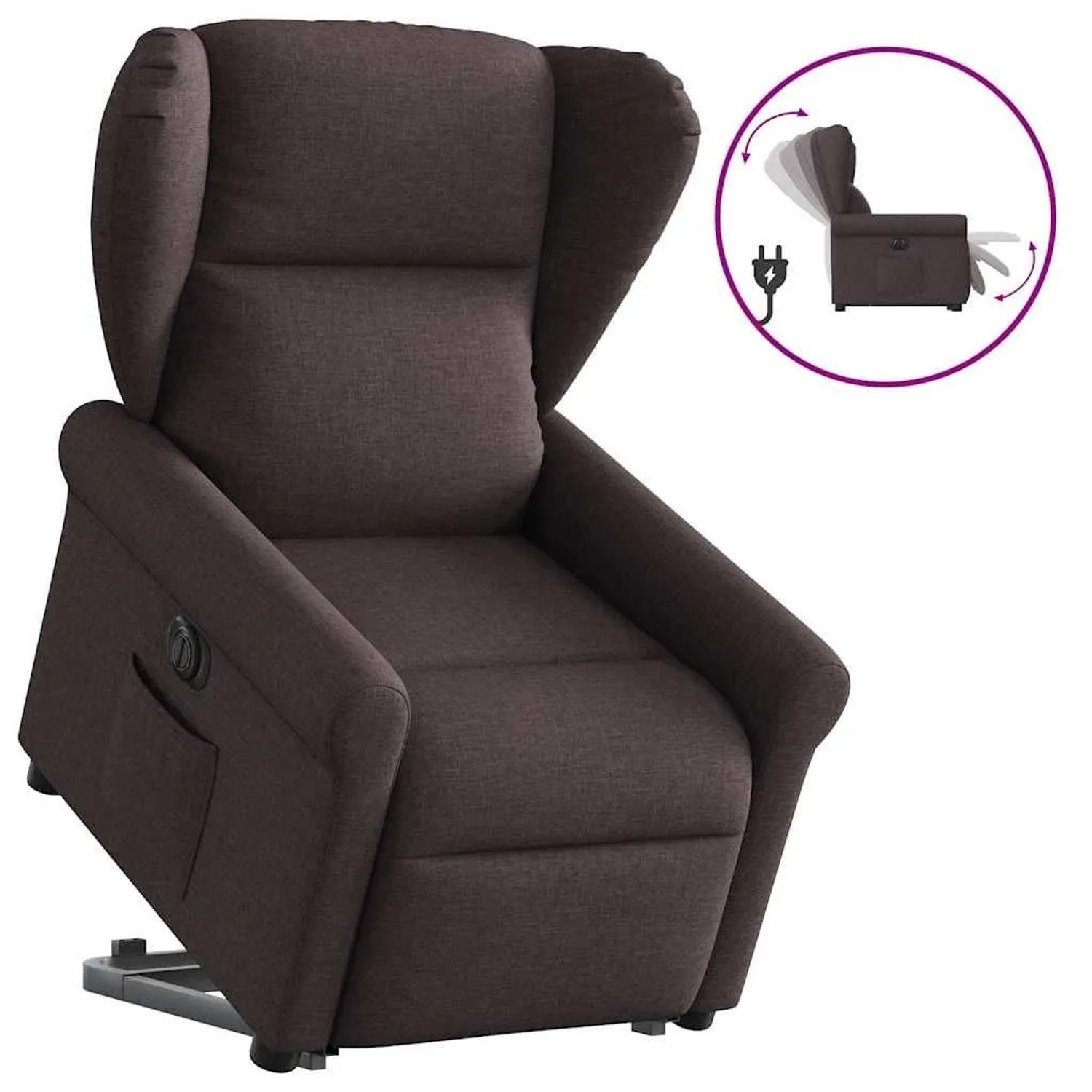 vidaXL Relaxsessel mit Aufstehhilfe Elektrisch Dunkelbraun Stoff 3303399_10