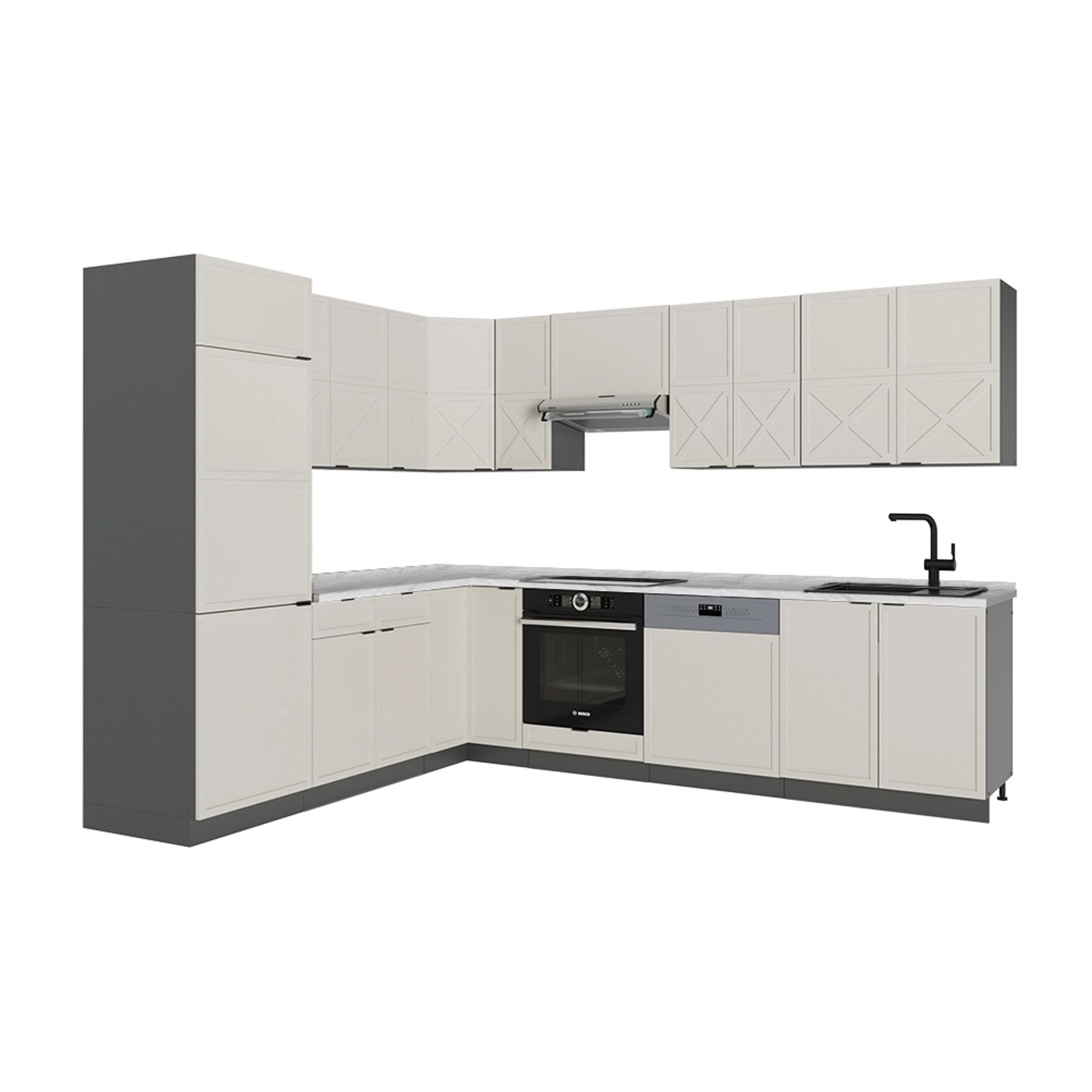 Vicco Fame-Line Eckküche GrauBeige/Anthrazit 227 x 58.1 cm ohne Arbeitsplat günstig online kaufen