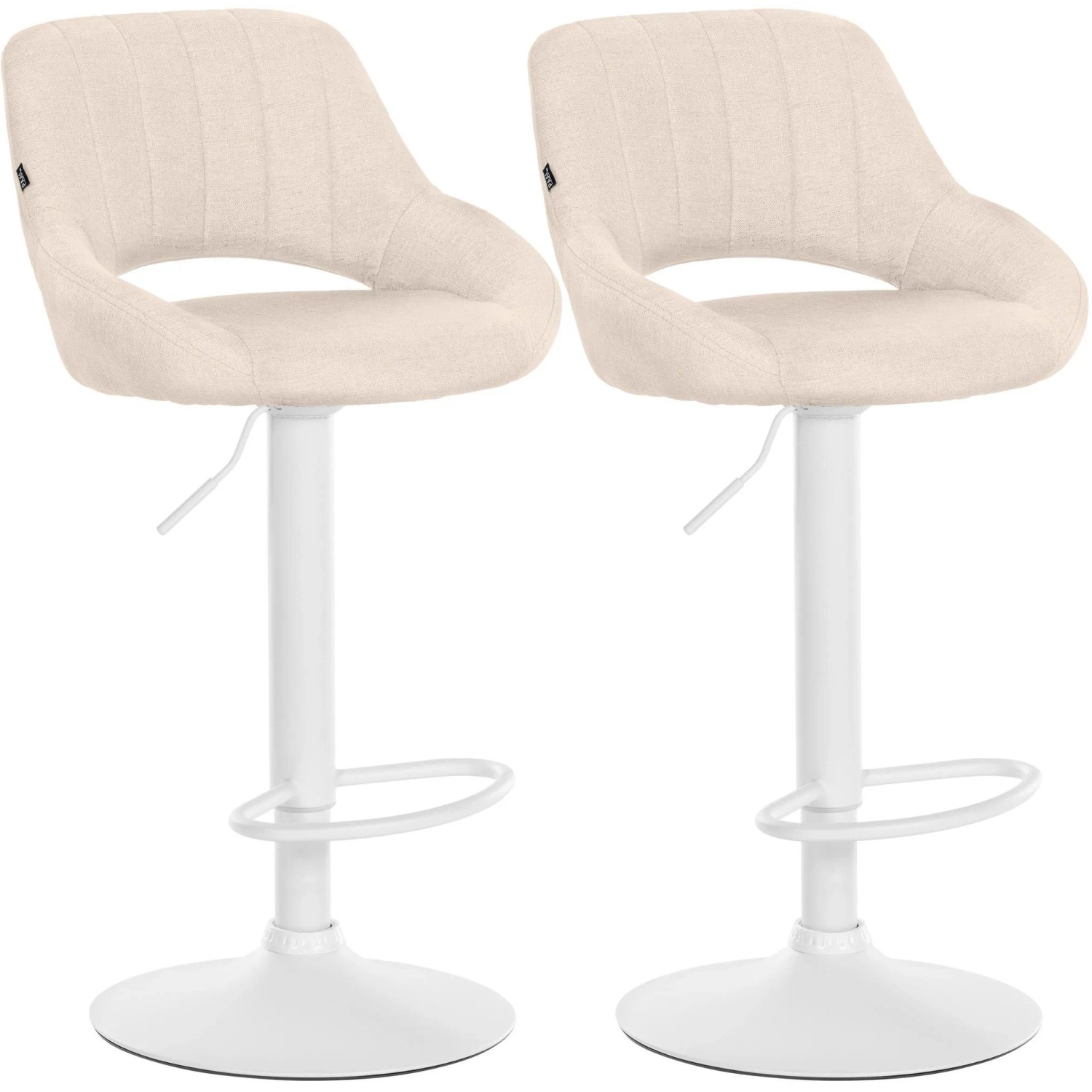 CLP 2er Set Barhocker Milet Stoff Metall Matt Weiss/Creme