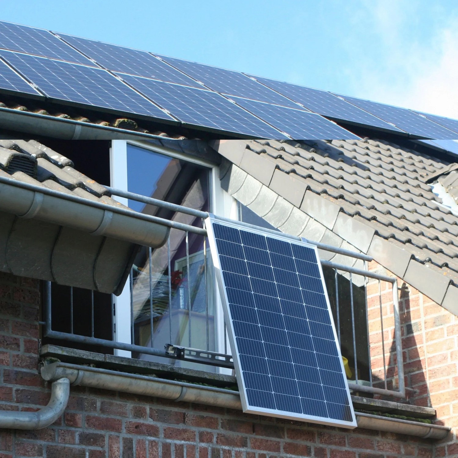 Yard Force Balkonkraftwerk Starter-Set LX SP170S mit Solarmodul am Balkon.