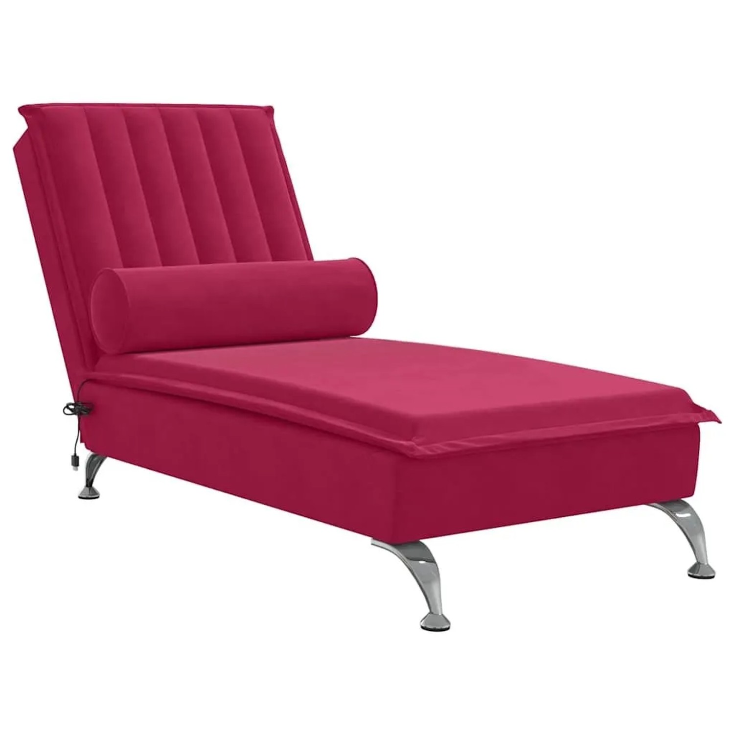 vidaXL Massage-Chaiselongue mit Nackenrolle Weinrot Samt 379463