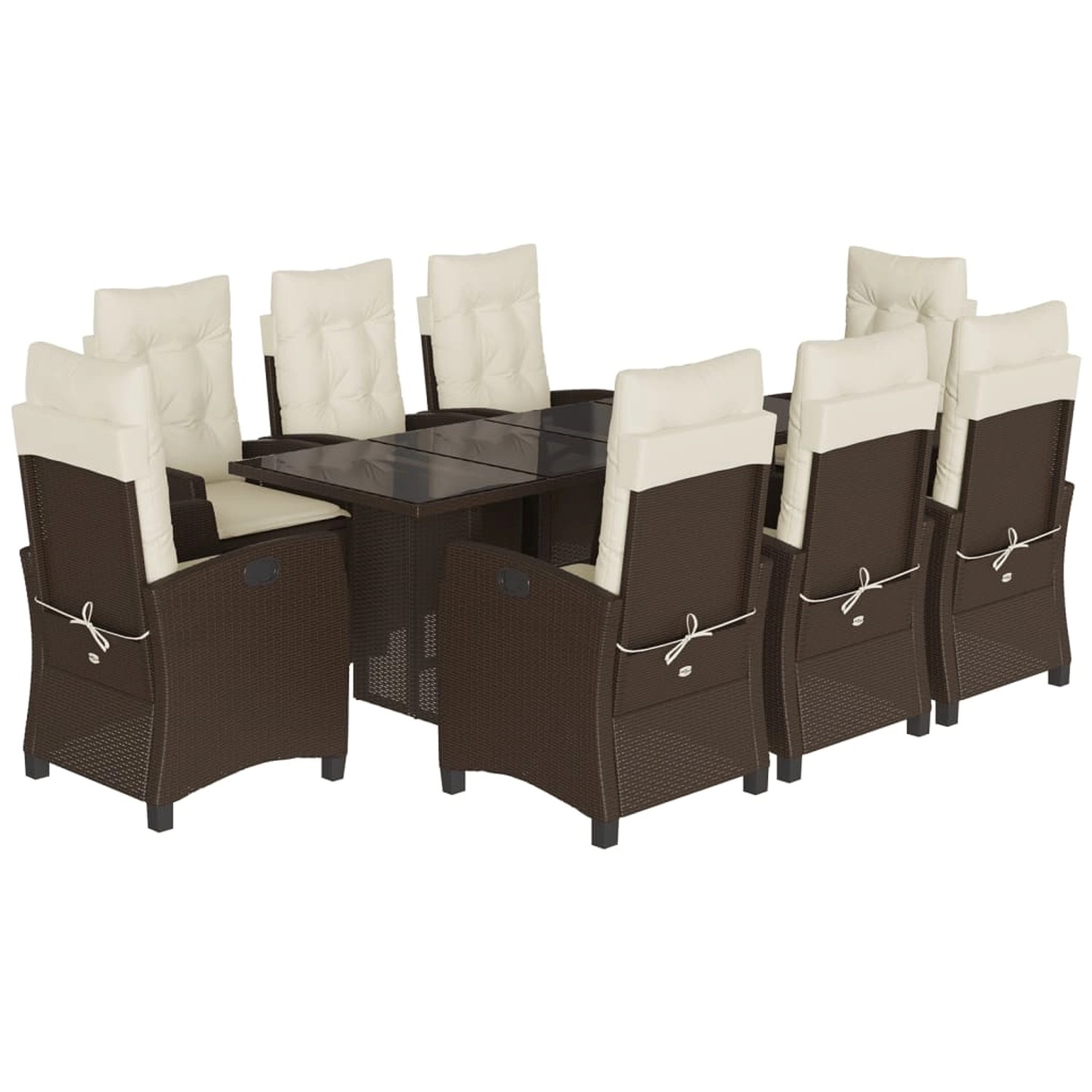 vidaXL 9-Tlg Garten-Essgruppe mit Kissen Braun Poly Rattan 3212688 günstig online kaufen