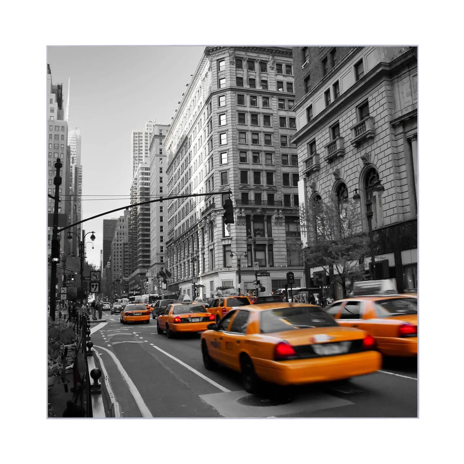 Banjado Schlüsselkasten mit New York Taxi Motiv, 30x30cm, 50 Haken, magnetisch und beschreibbar.