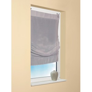 Graues Raffrollo Easyfix, 100x170 cm, am Fenster mit Deko. Lichtdurchlässiger Sichtschutz.