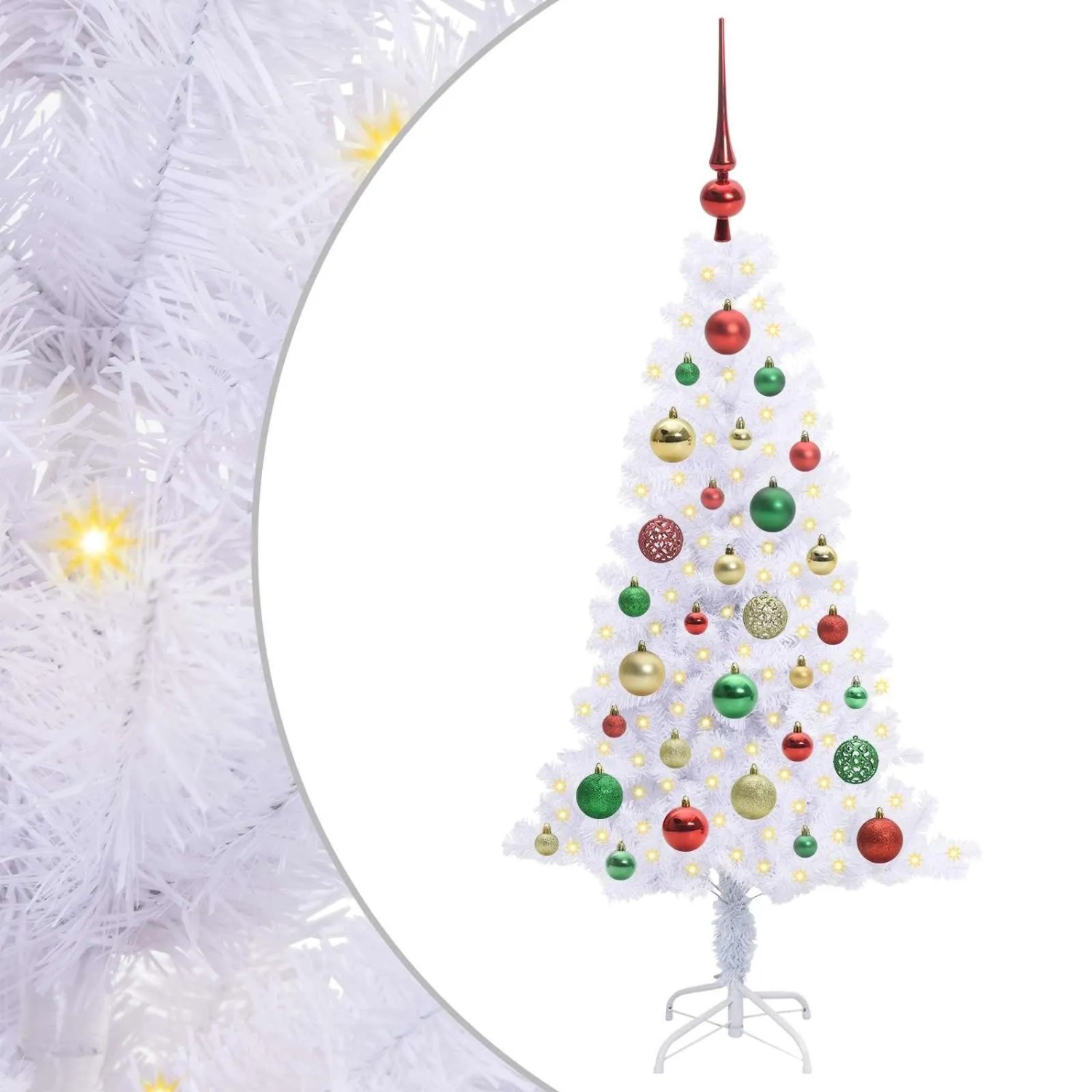 vidaXL Künstlicher Weihnachtsbaum Weiß 120 cm PVC und Stahl 3426647