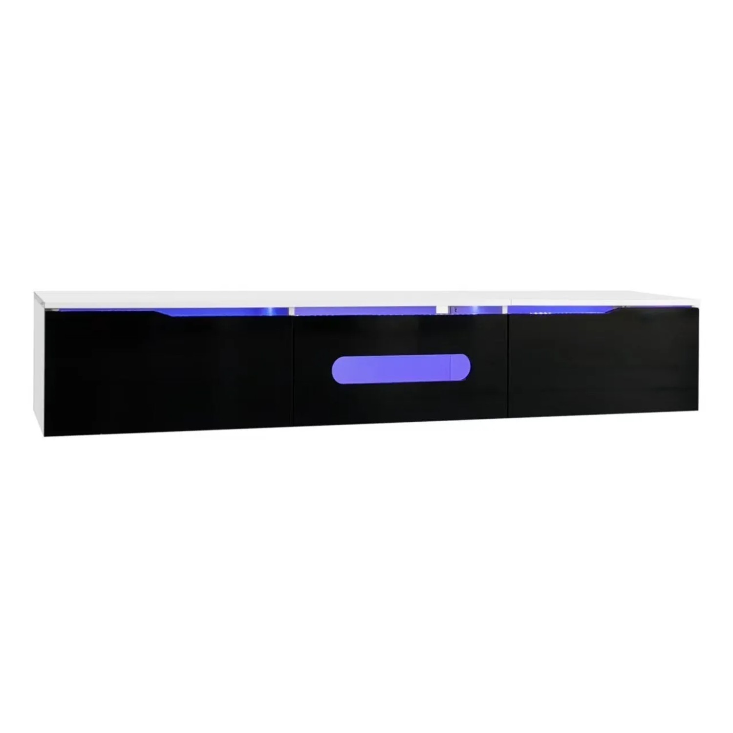 PXloue TV-Schrank Wandmontage mit LED-Beleuchtung Schwarz-weißer