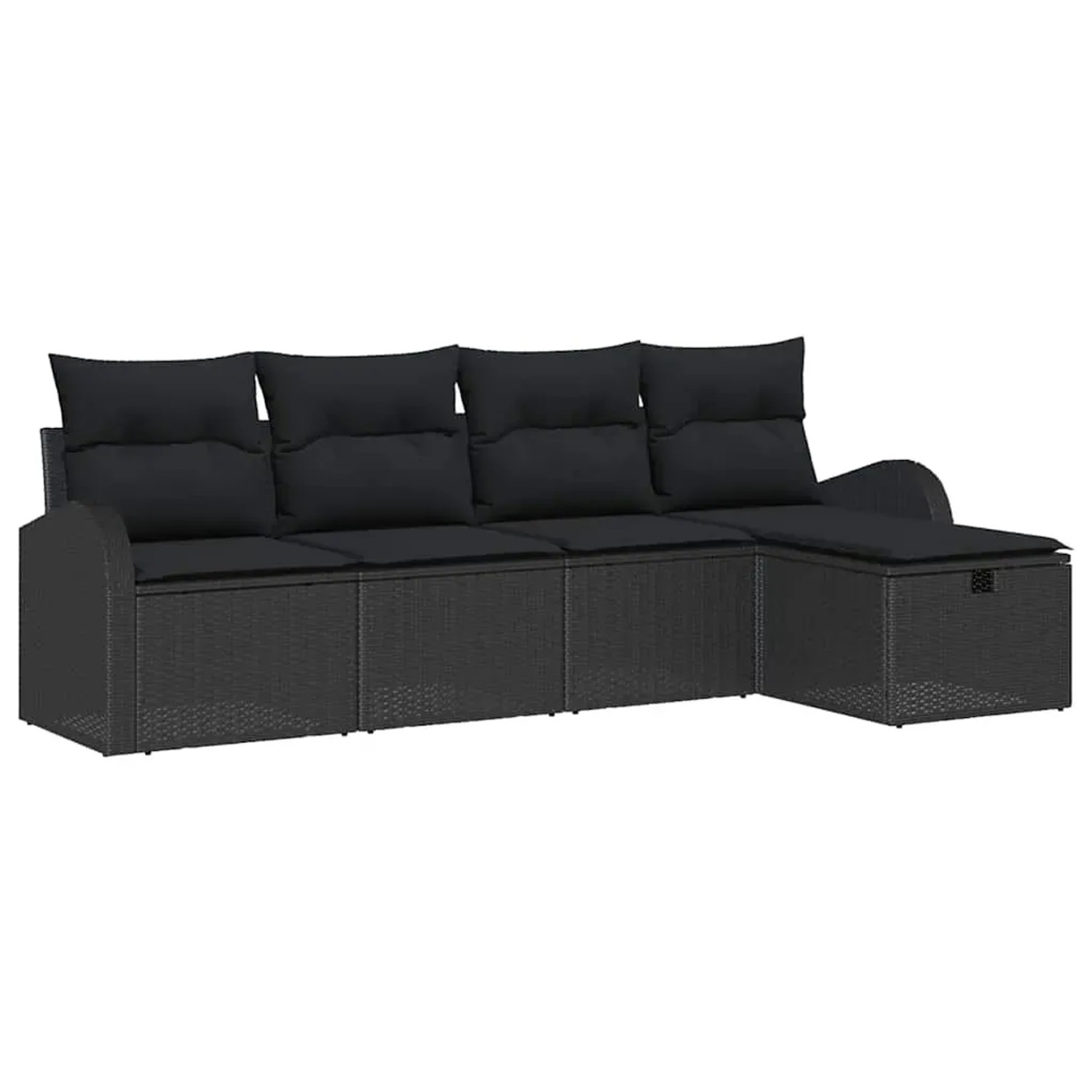 vidaXL Garten-Sofa-Set mit Kissen 5-Tlg Schwarz Poly Rattan 3360394 günstig online kaufen
