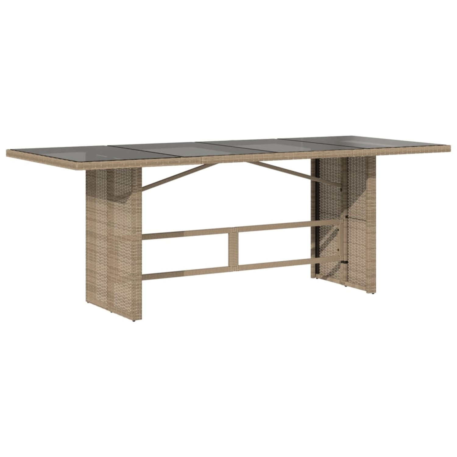 vidaXL Gartentisch mit Glasplatte Beige 190x80x74 cm Poly Rattan 365307 günstig online kaufen