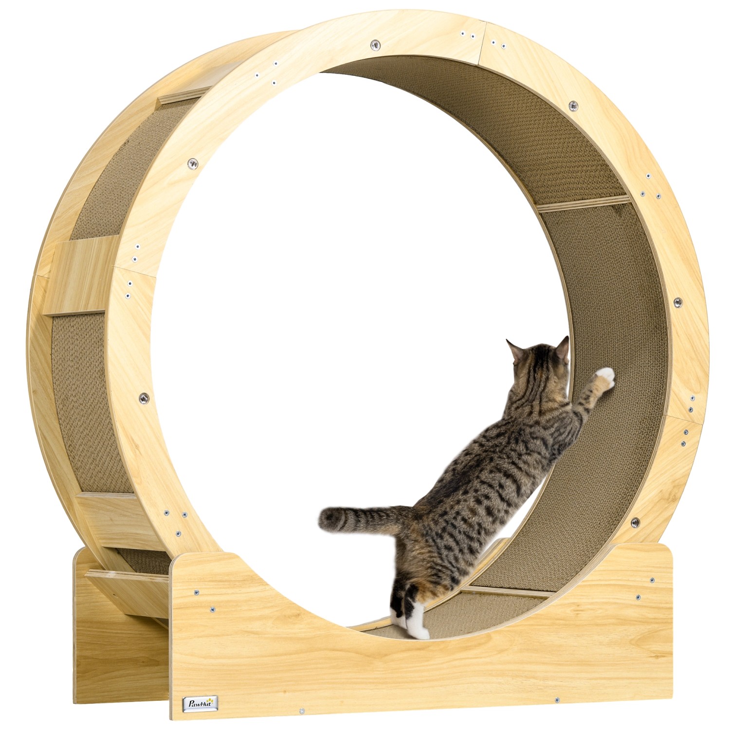 PawHut Katzenlaufrad Mehrschichtplatte Wellpapier Eiche 91L x 33,5B x 94H c günstig online kaufen