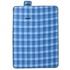 vidaXL Picknickdecke Faltbar Blau Kariert 200x150 cm Samt 4004203