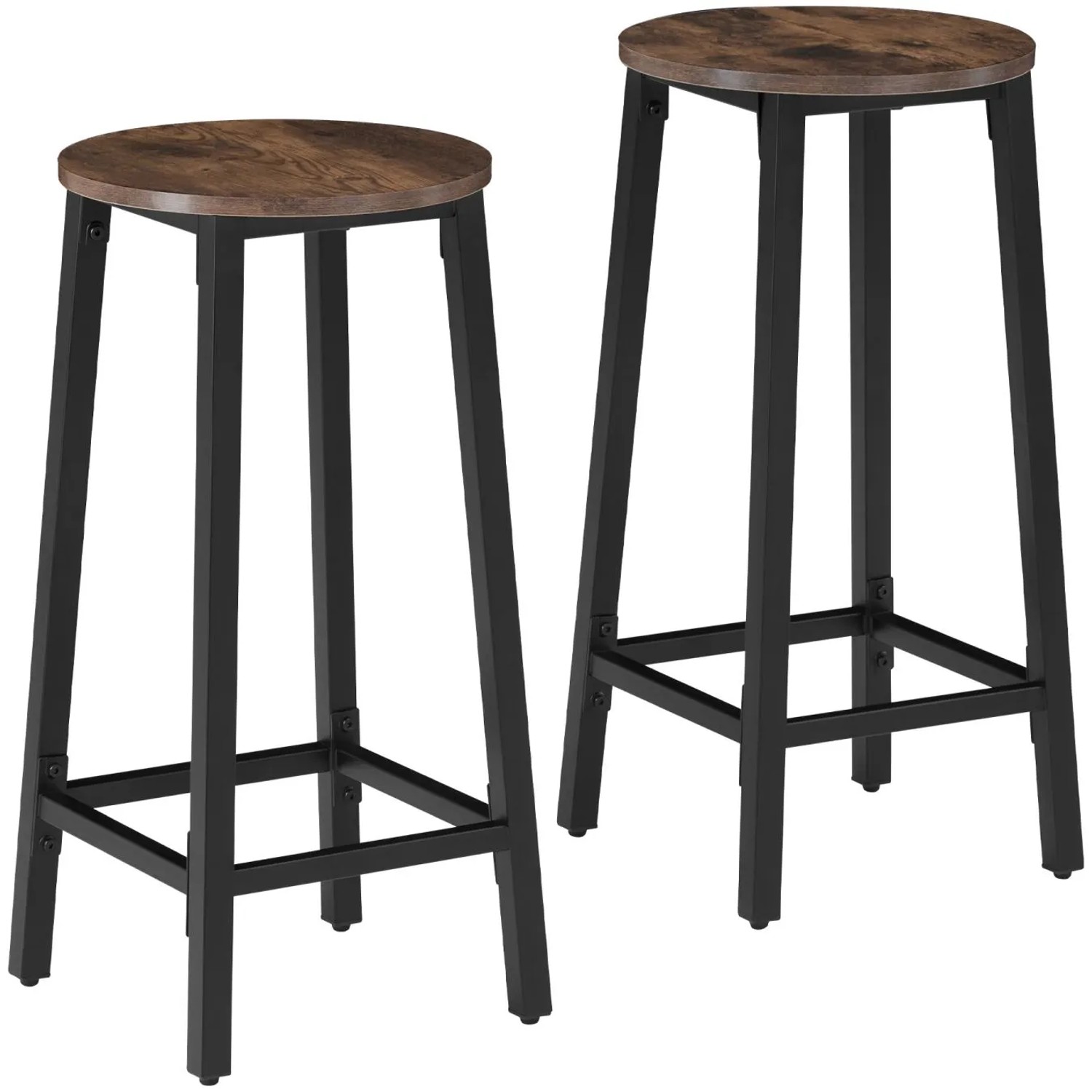 Tectake Set Barhocker Corby Industrial Style Holz und Stahl  32 x 32 x 66 cm Industrial Holz Dunkel  Rustikal