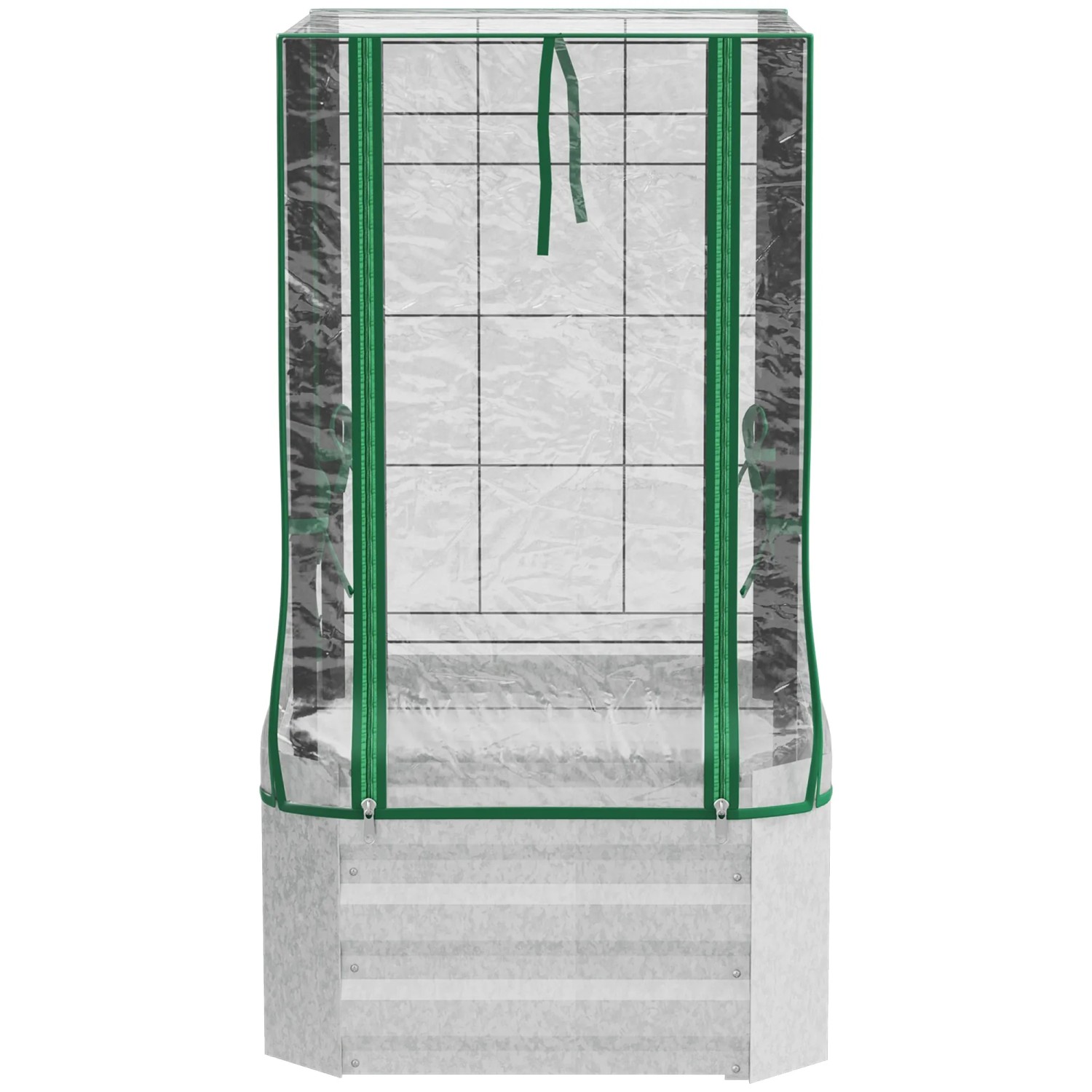 Outsunny Hochbeet 3-tlg-Set Verzinkter Stahl Kunststoff 53L x 53B x 90H cm Silber