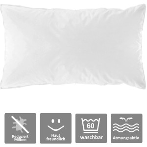 Bestlivings Kopfkissen 40x80 cm, 3-Kammer-Kissen mit Daunen- und Federfüllung, weißer Bezug.