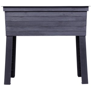 Garantia Hochbeet Balkon Urban, anthrazitfarbenes Kunststoff-Hochbeet mit Holzstruktur, 75x37 cm.