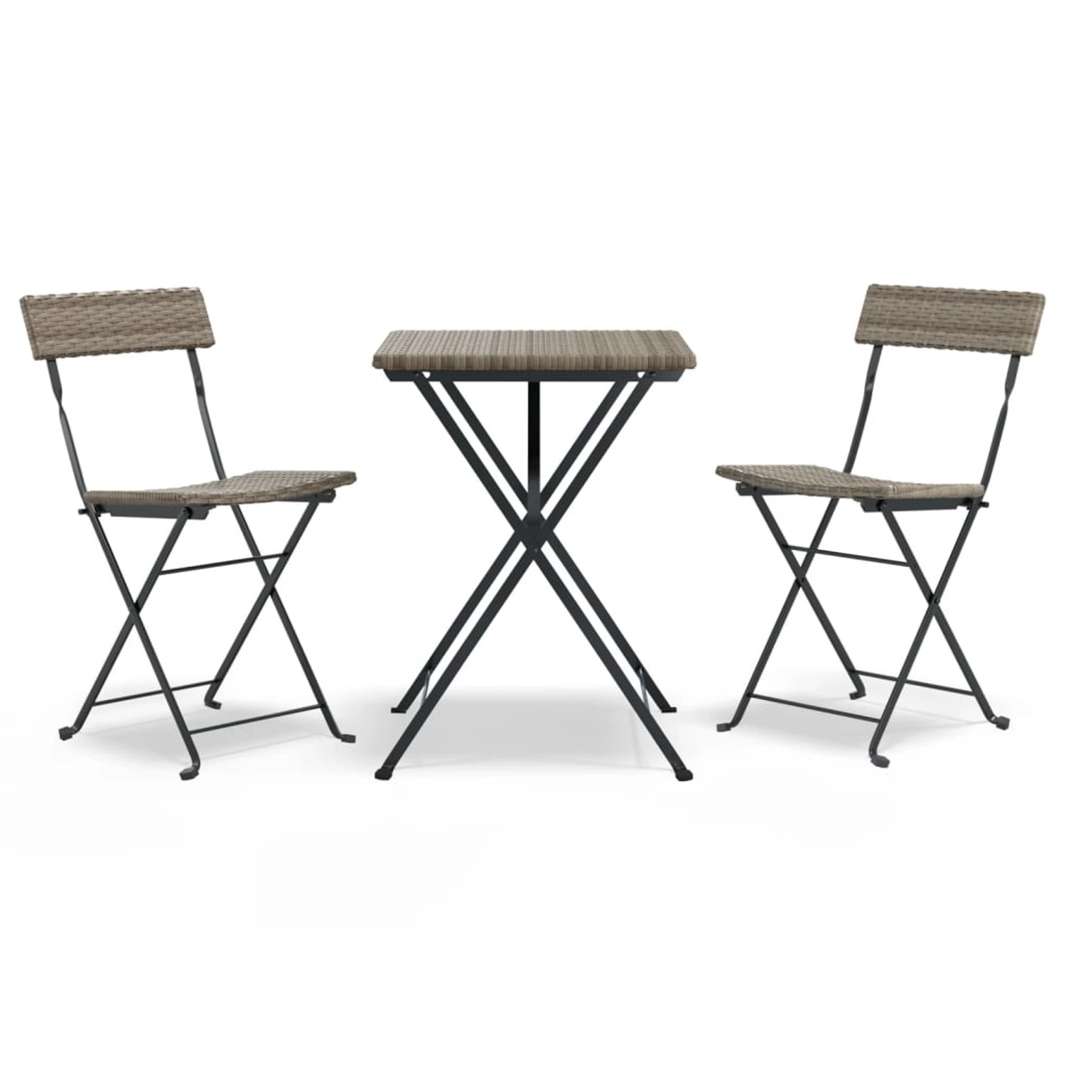 Thumbnail - vidaXL 3-tlg Bistro-Set Klappbar Grau Poly Rattan