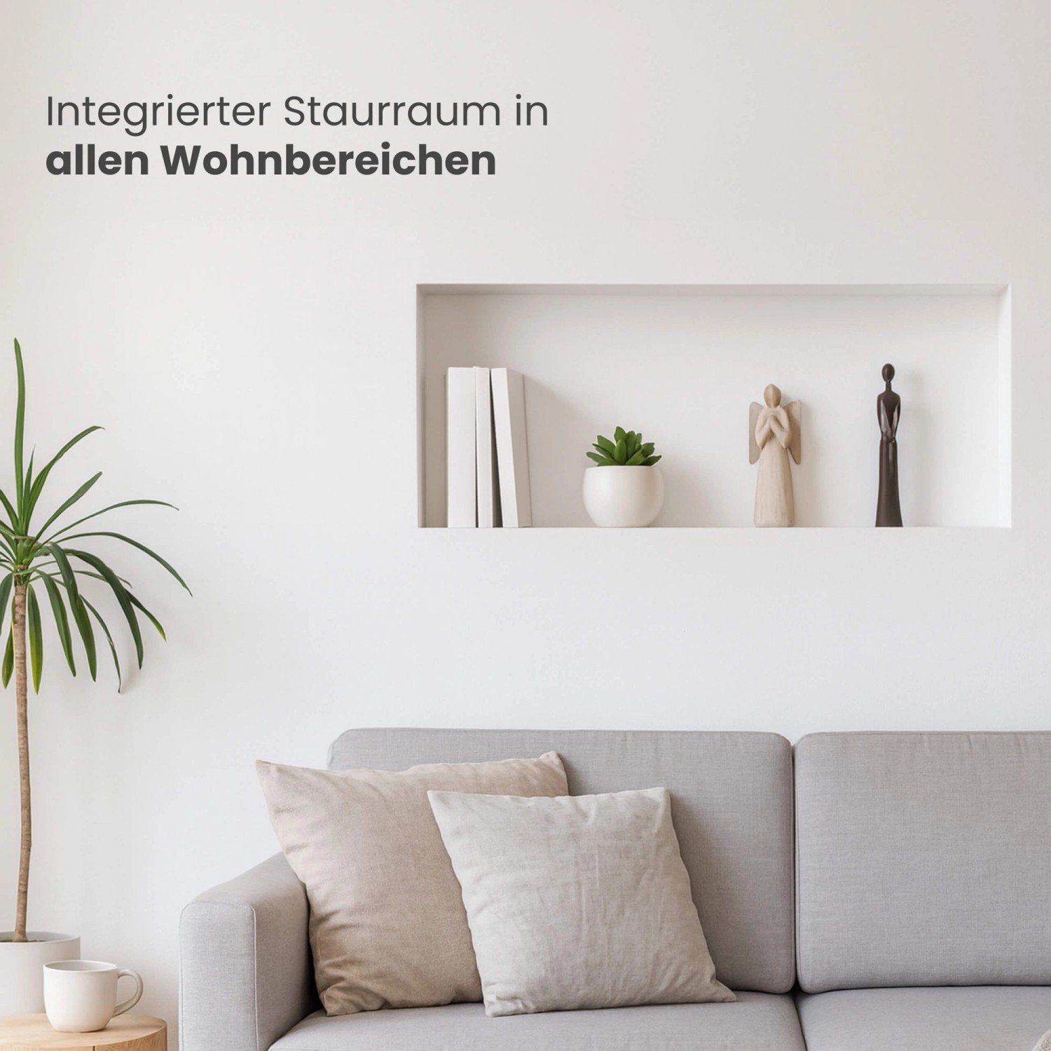 Dalsys Wandnische 30x60x12cm im Bad als Ablage mit Deko-Elementen im Wohnraum.