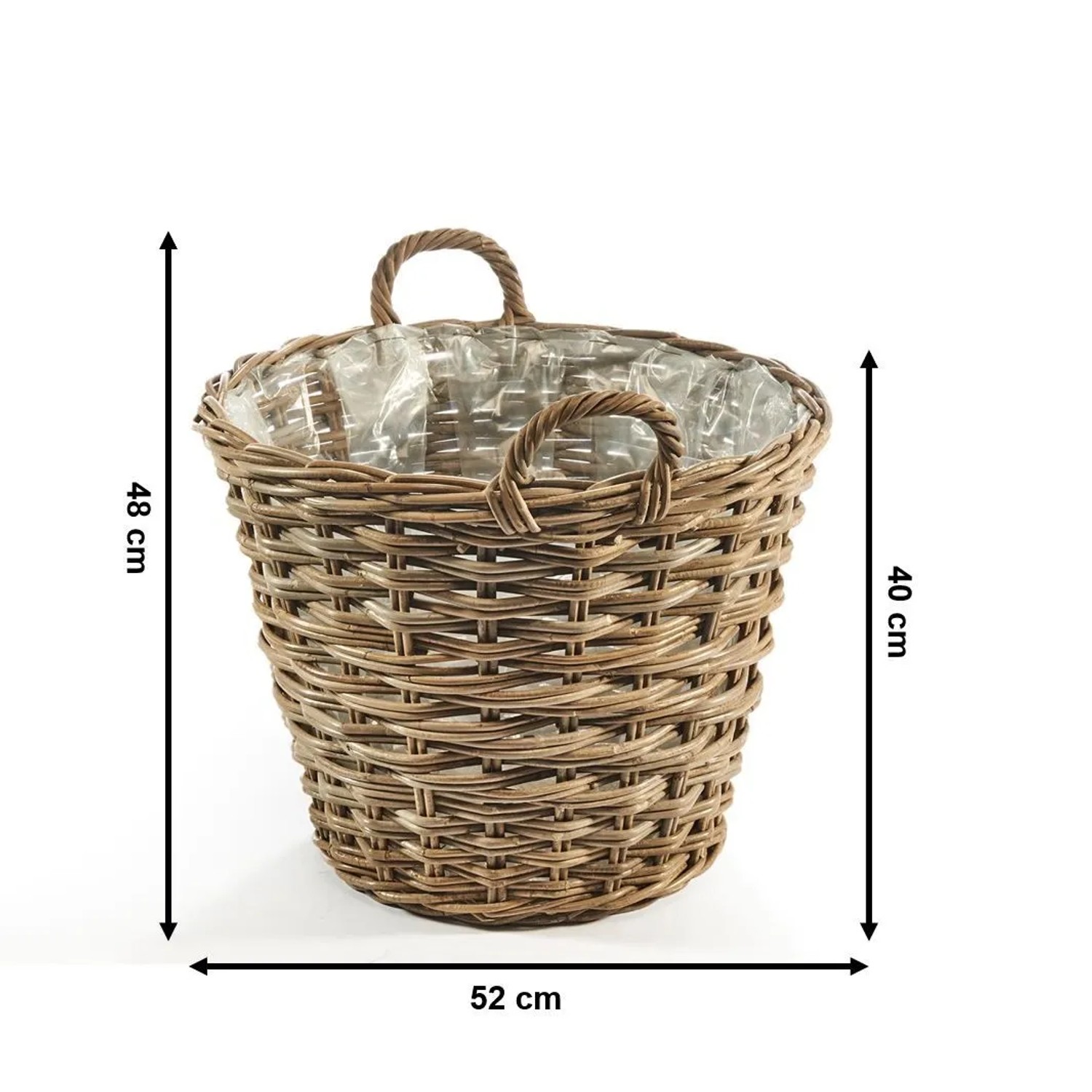 Kobolo Übertopf Pflanzkorb Pflanzschale Rund aus Rattan mit Folie_2