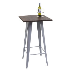 CHEFGASTRO Stehtisch Inkl. Holz-Tischplatte 107x60x60cm Metall Industriedesign Grau