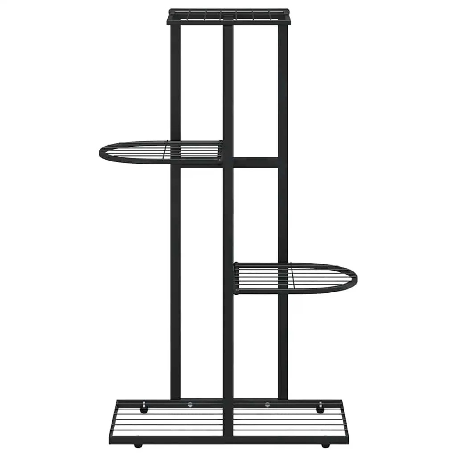 Schwarzer vidaXL Blumenständer mit 4 Etagen aus Metall, 43x22x76 cm.