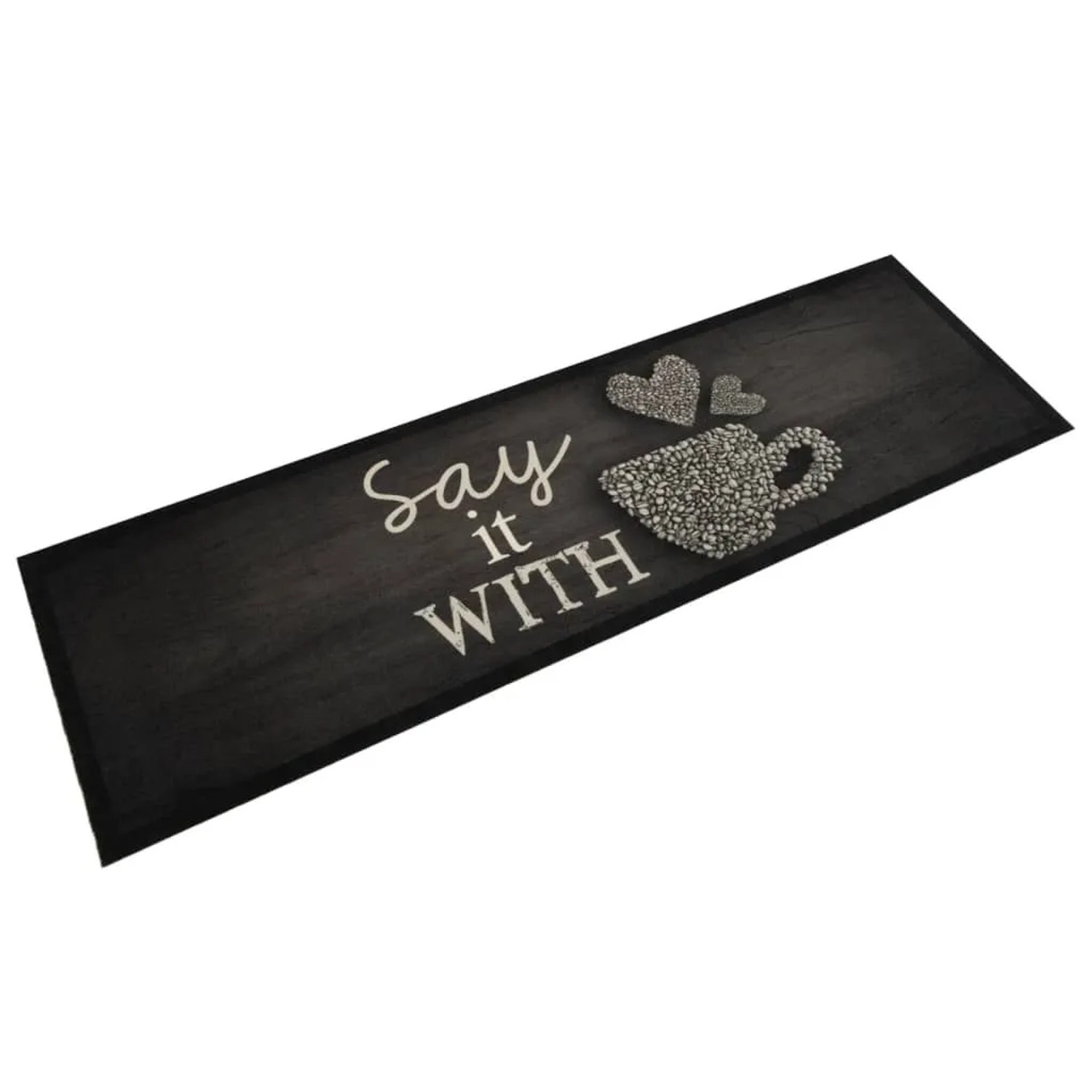 vidaXL Küchenteppich Waschbar Tasse Schwarz 45x150 cm Samt 4005593
