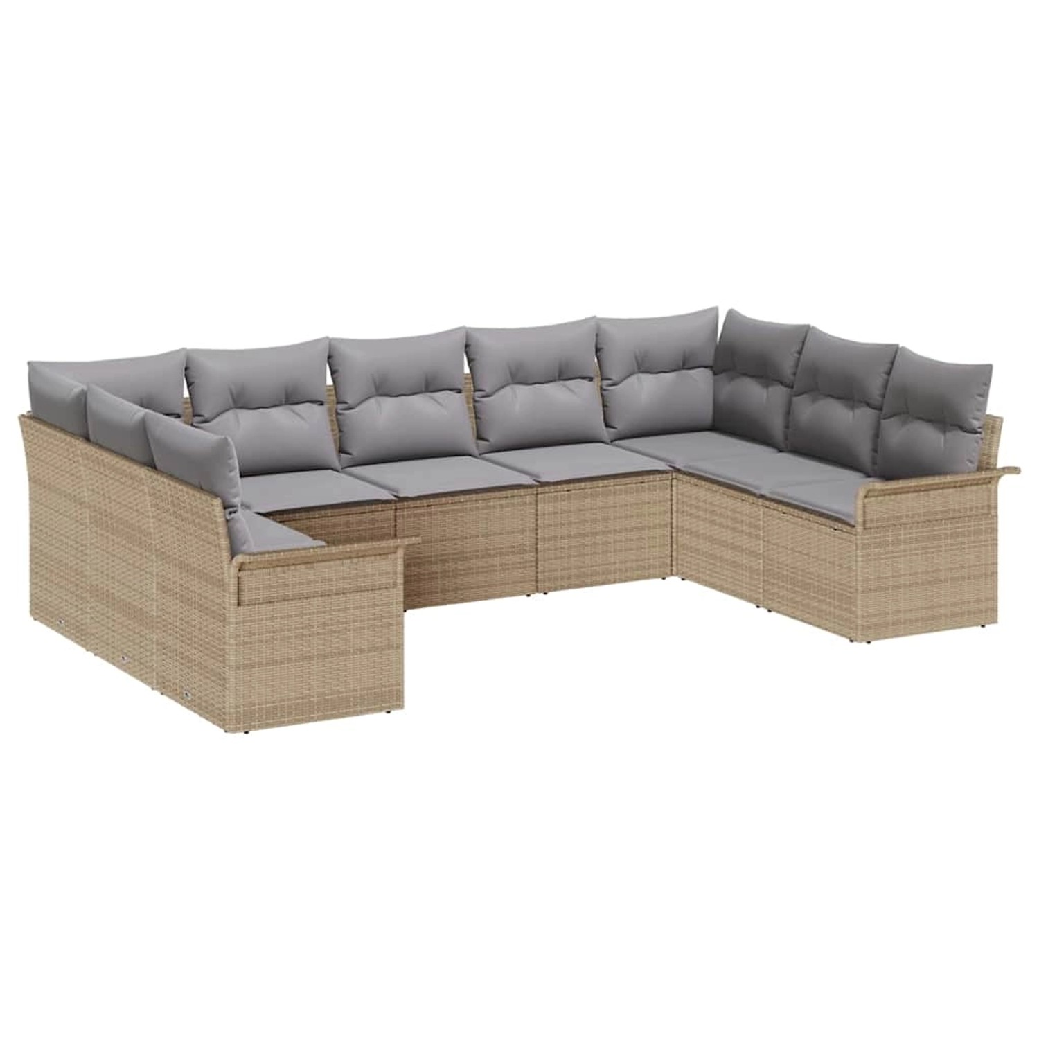 vidaXL Garten-Sofa-Set mit Kissen mit Speicher 9-Tlg Beige Poly Rattan 3354 günstig online kaufen