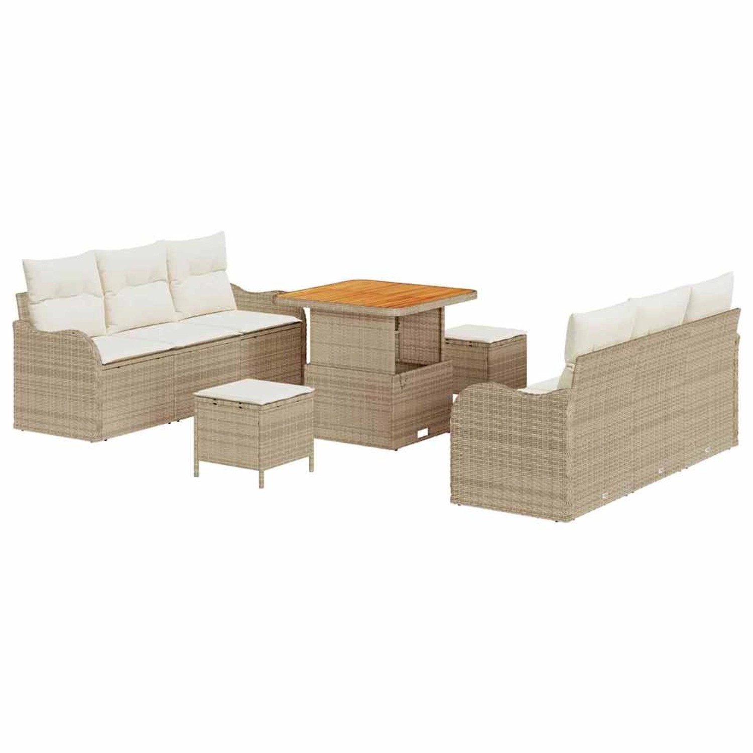 vidaXL 9-Teiliges Garten-Sofa-Set mit Kissen in Beige aus Poly Rattan und A günstig online kaufen