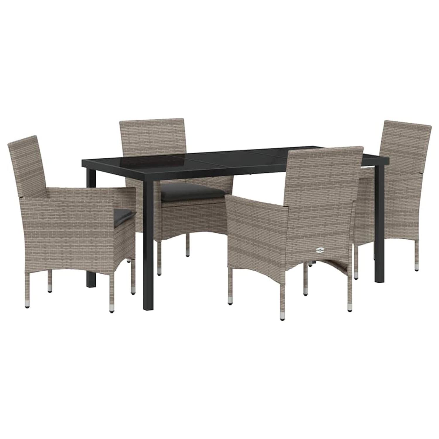 vidaXL Garten Essgruppe mit Kissen 5-Tlg Grau Poly Rattan 3379789 günstig online kaufen