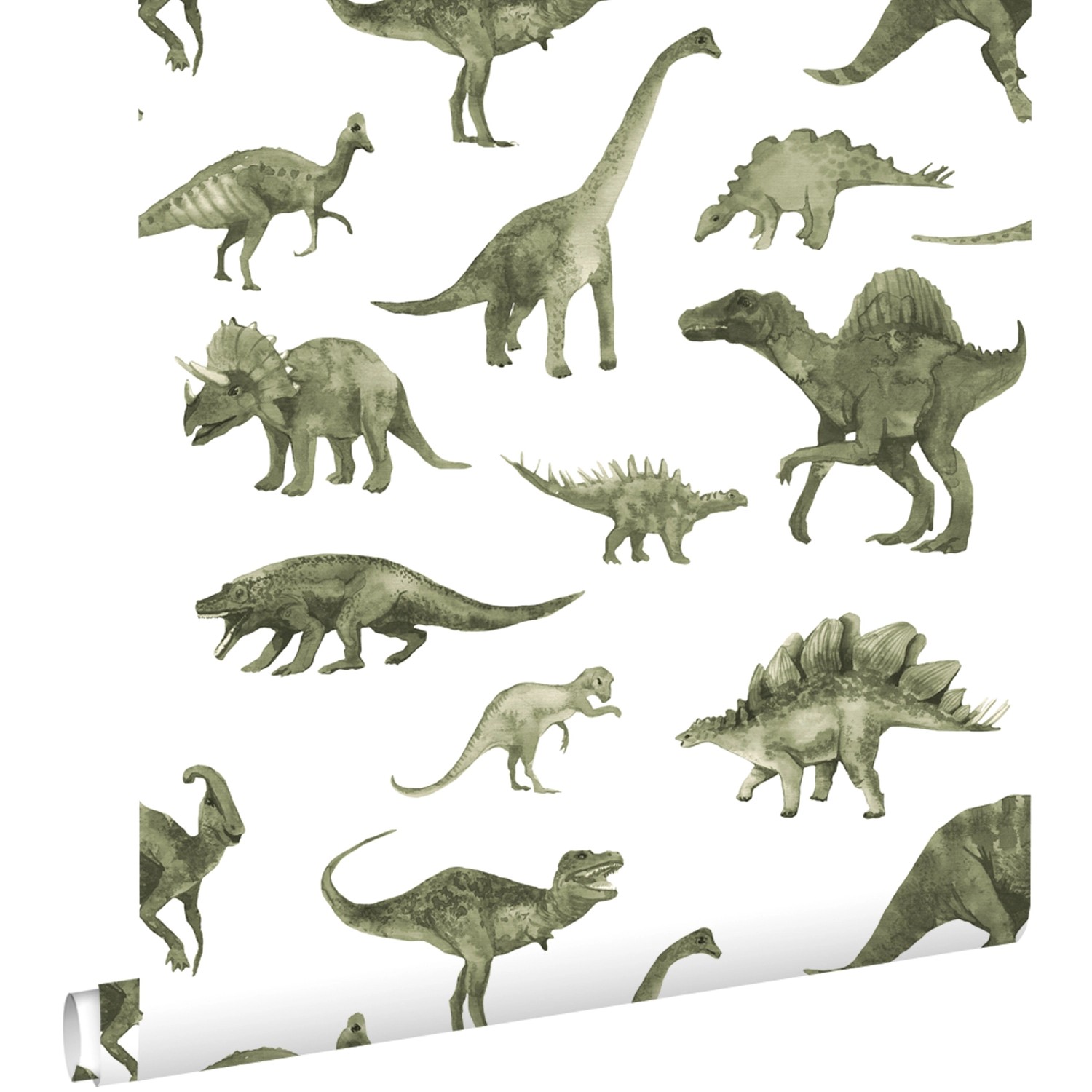 ESTAhome Tapete Dinosaurier Dunkelgrün 50 x 900 cm günstig online kaufen